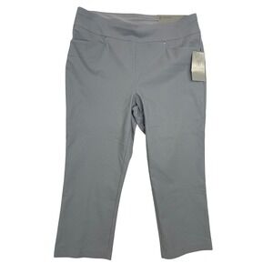 NEW PGA Tour Womens Tummy Control Golf Pants Grey Stretch Capris Pull-on Large